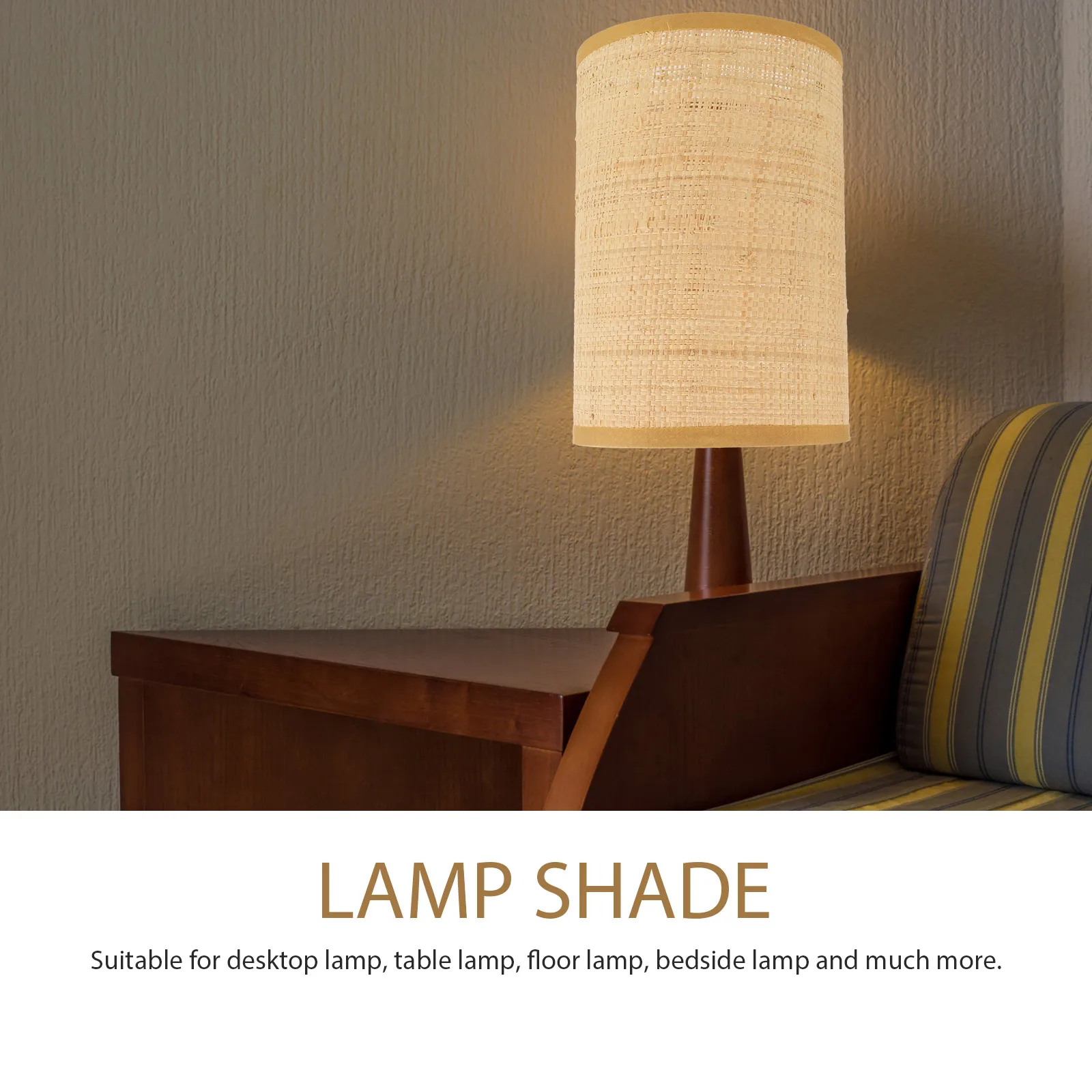 

Woven Rattan Lamp Shade Replacement For Table Floor Lamps E27/E14 Rustic Long Drum Style Light Cover Unique Home Decor Holder