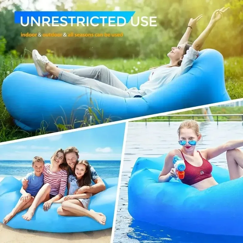 New Lazy Folding Camping Inflatable Sofa  Portable Outdoor Inflatable Lounger Comfortable Outdoor Furniture Camping Air Mattress