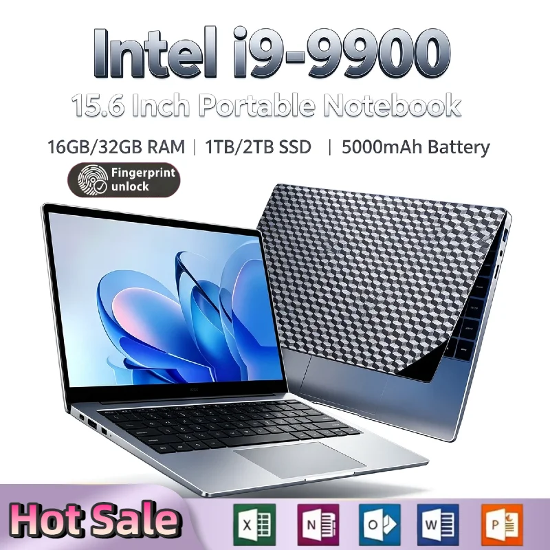 Intel Core i9 9900 15.6 Inch Notebook 8C 16T 5.0GHz Turbo Fingerprint Unlock Backlit Keyboard Ultra Slim High Performance