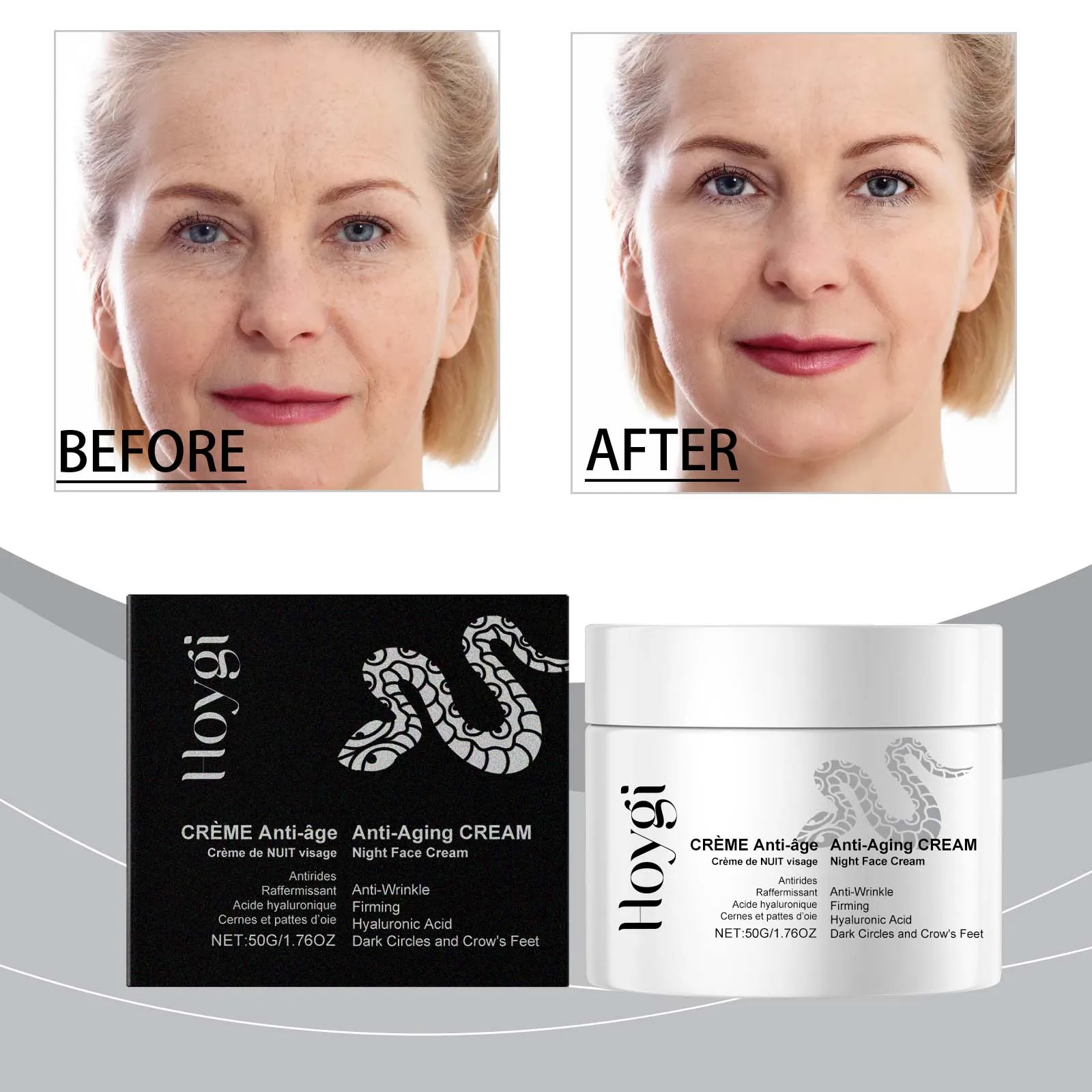 "Noktowizor przeciwstarzeniowy z kwasem hialuronowym - ujędrniający i zmniejszający zmarszczki krem ​​do twarzy na cienie pod oczami i zmarszczki - Intense Hy