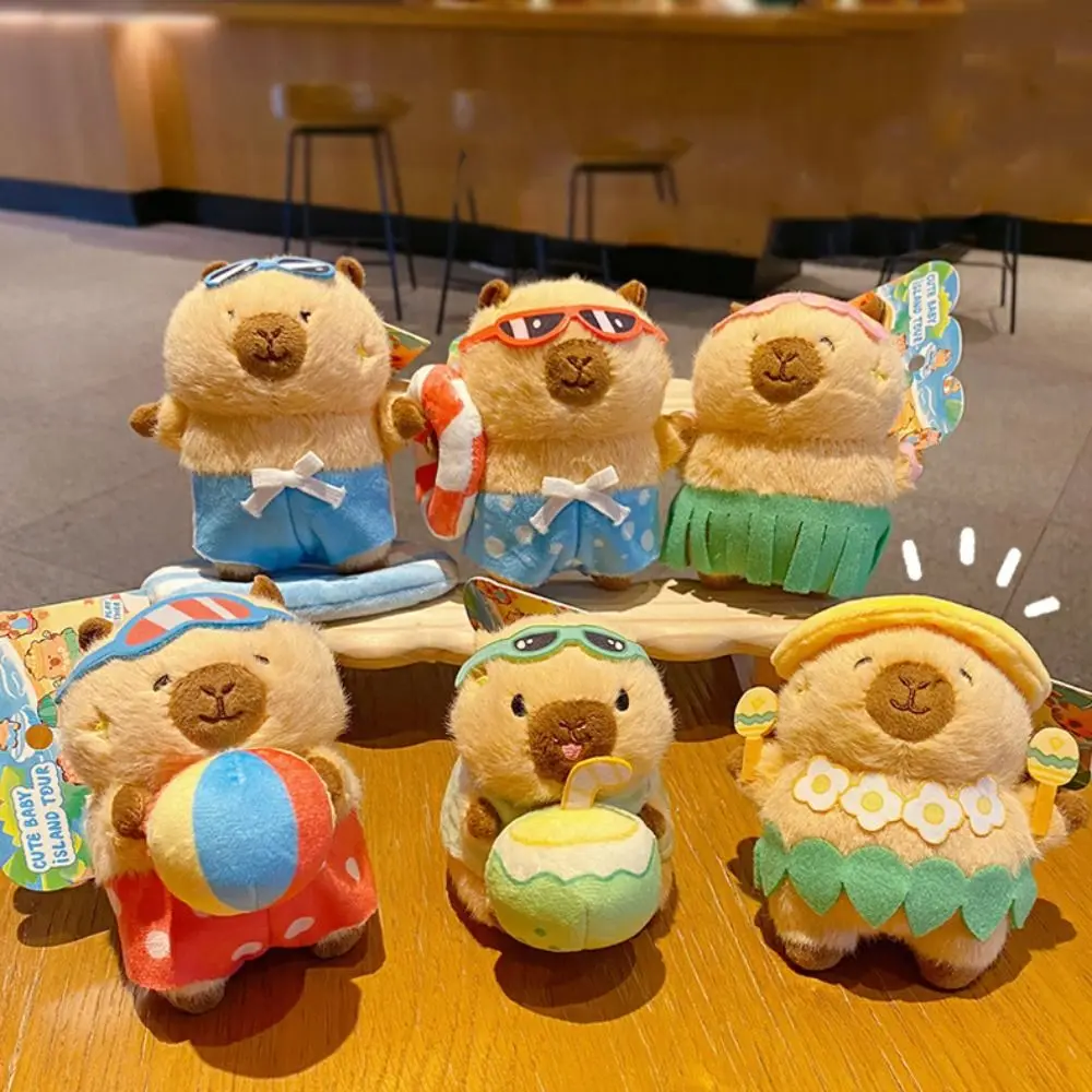 

Funny Cartoon Plush Capybara Keychain Island Style Bag Hanging Capybara Dolls Pendant Cute Ornaments Car Keyring Bag Decor