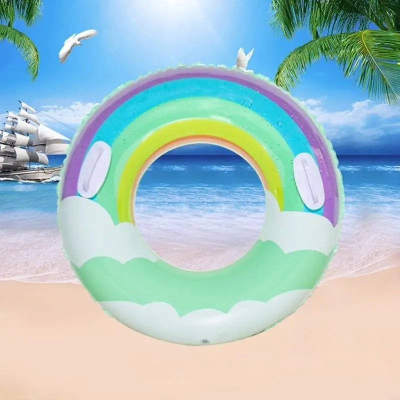 بريق قوس قزح لطيف طوافة بلاستيكية للسباحة ألعاب الطفو لحفلة حمام السباحة/لعبة السفر/السباحة قابلة للطي للعائلة/صديق حفلة لصالح
