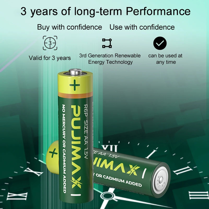 PUJIMAX-batería seca desechable para termómetro, pila de carbono AAA de 1,5 V, 3A, R03P, bloqueo de huella dactilar, timbre con caja, 60 unidades