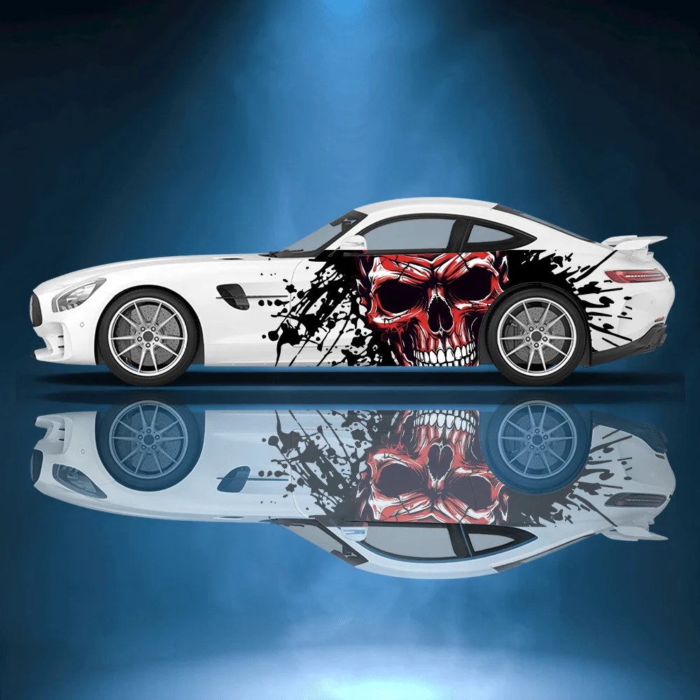 

Personalized Skull Red Car Vinyl Wraps Decal Self-adhesive PVC Sticker Suitable for Trucks SUV Decoration Auto Accessories Gift