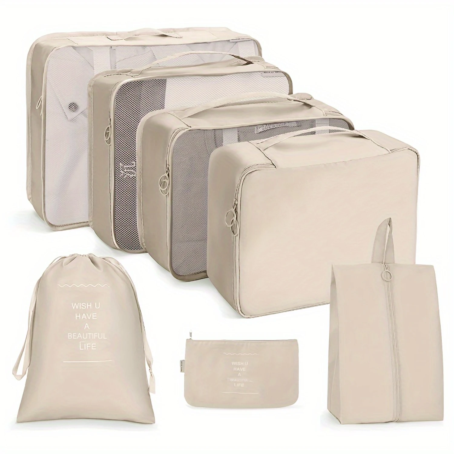 7-Piece Travel Organizer Set, Multipurpose Lightweight Packing Cubes, For Shoes, Cosmetics, Clothes, Underwear, Etc Makeuo bag