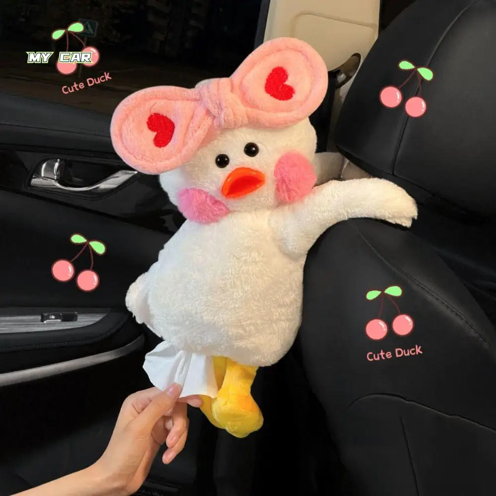 

Creative Duck Car Tissue Boxes Hanging Type Cartoon Armrest Box Tissue Bag Universal Plush Tissue Storage Case Interior