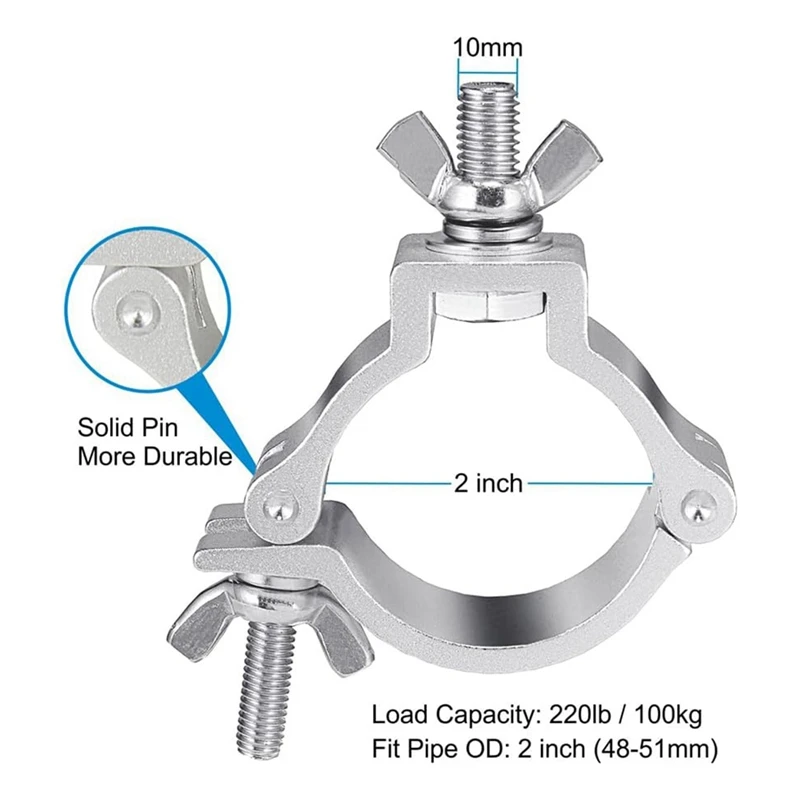 12 pièces Premium Truss Clamp Stage Light Clamp, 2 pouces en aluminium pinces lumineuses pour botte, Fit pour 48-52mm OD Tube/tuyau-FS-PHFU