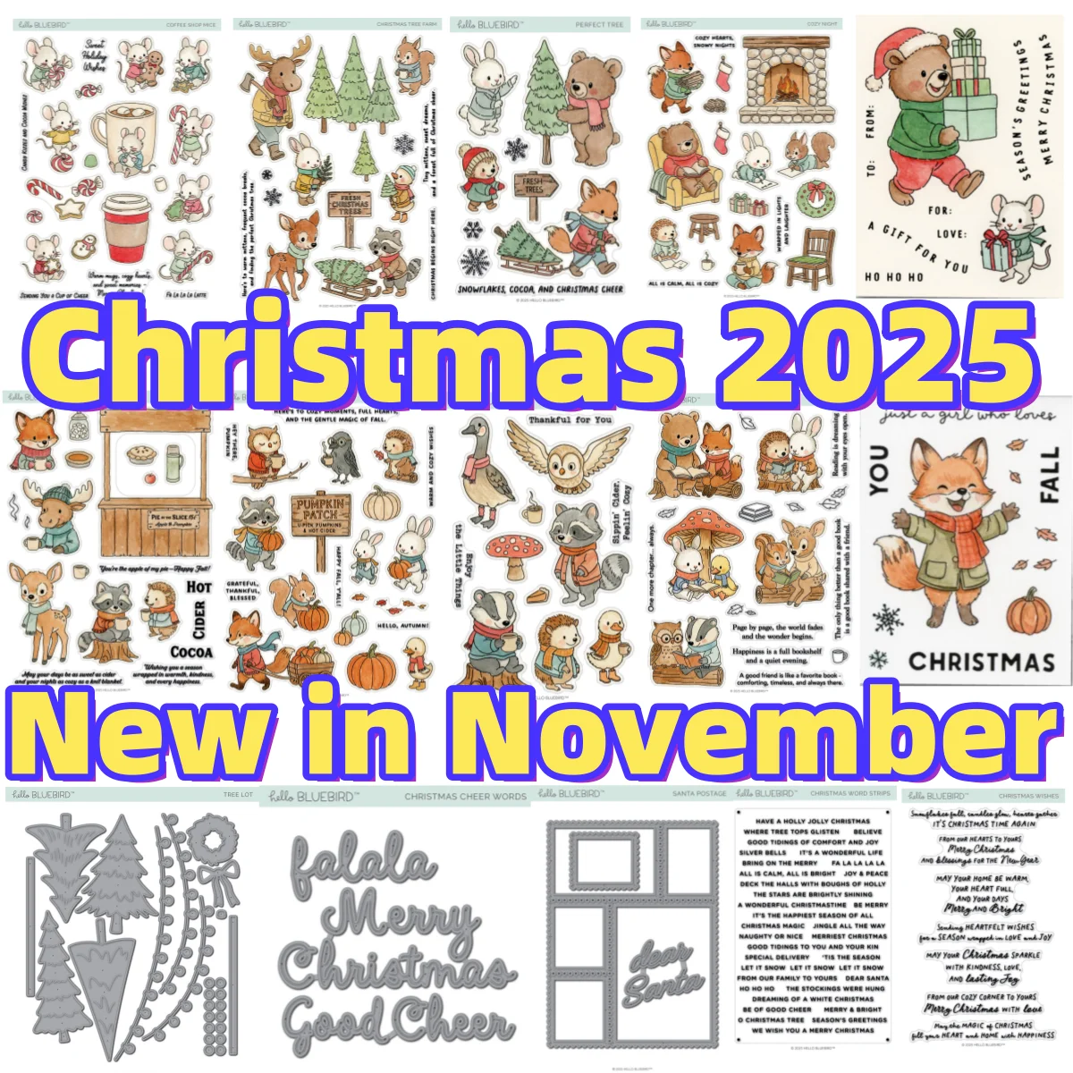 Weihnachten Bauernhof Café Mäuse Santa Bär Metall Stanzformen Klare Stempel für DIY Herstellung Scrapbook Geschenkkarte Weihnachten 2025