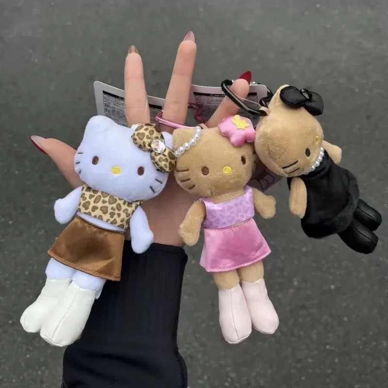 

Sanrio Kawaii Hello Kitty New Arrival Melange Style Long-Legged Black Kitty Plush Bag Charm Cute Doll Keychain Holiday Gift