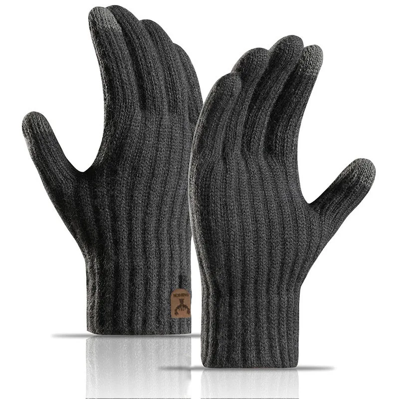Men's Warm Finger Gloves Winter Unisex With For Warmth And Cold Protection Student's Five Finger Woolen Gloves Autumn and Winter