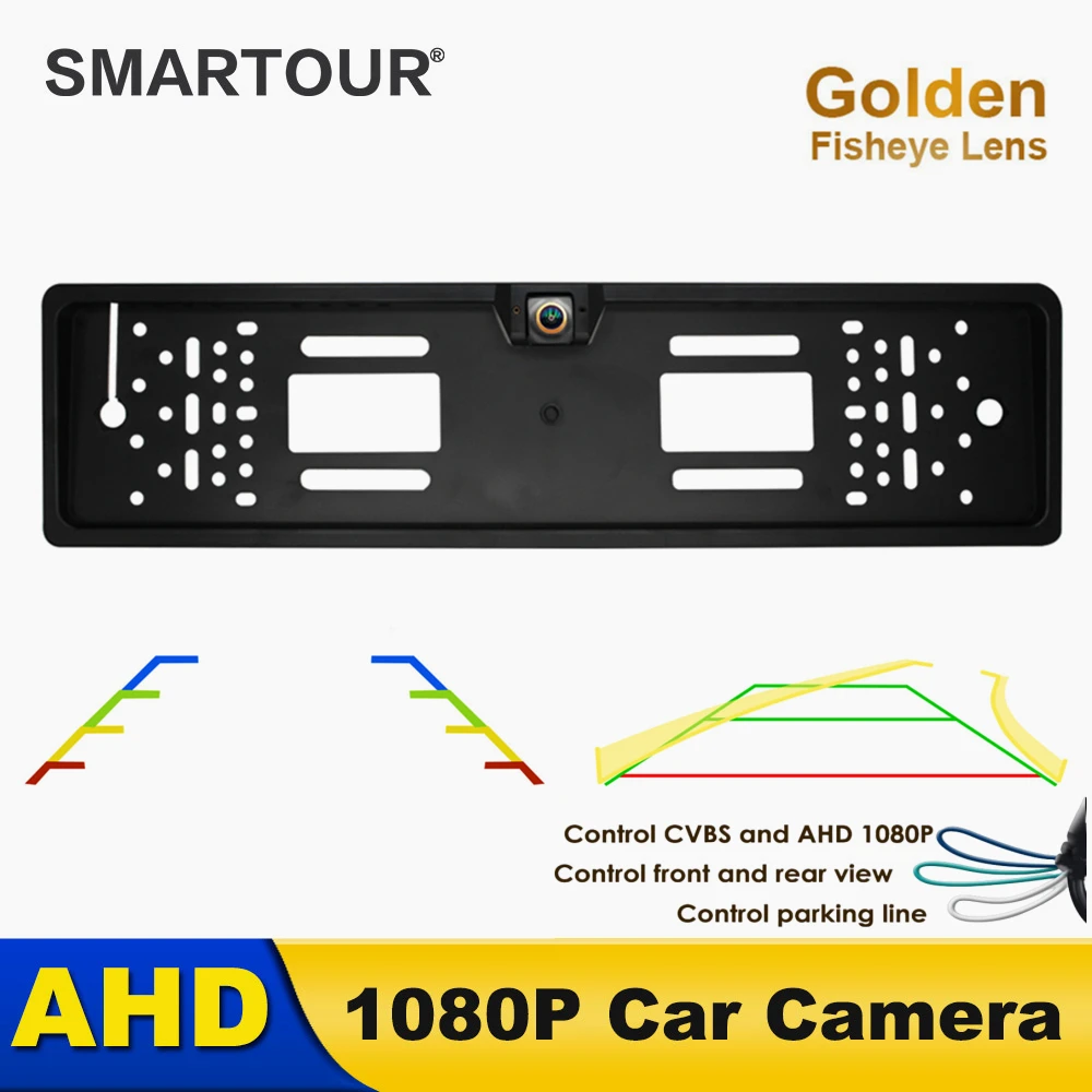 

4K 1080P HD AHD CCD dynamic trajectory EU European Vehicle Rear View Camera Number License Plate Frame Car Camera Night Vision