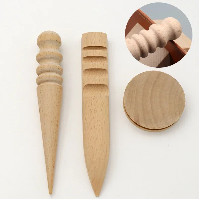 Wood Leather Solid Wood Round Burnishing Edge for Polished Edge Leather Craft Working Tool Craft Kit