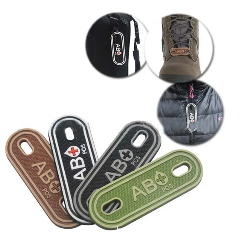2PC/7*3CM, A B AB O Positive Blutgruppe PVC Patch, Schnürsenkel Blut Schnalle Taktische Patches, Kleidung Reißverschluss, Rucksack Blut Tag Charme – Detail 2