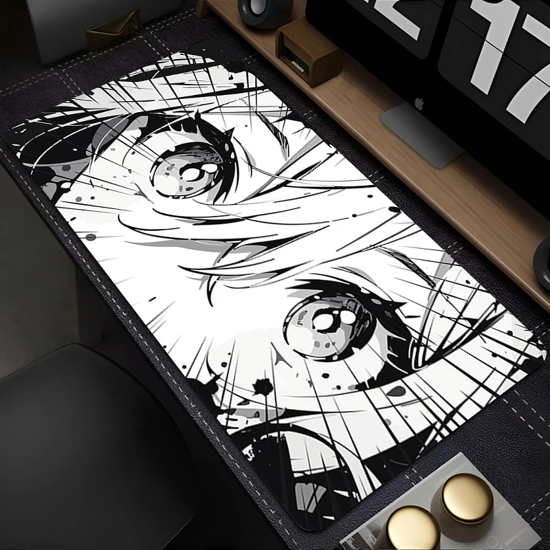Mouse Pad Black And White Anime Girl Mousepad Office PC Kawaii Gamer Cabinet Keyboard Rug Laptop Gaming Accessories XXL Desk Mat