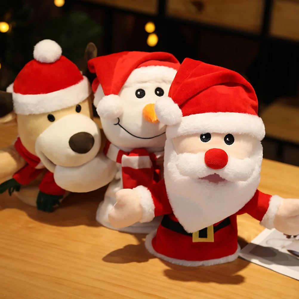 Cartoon Santa Hand Puppet Parent-child Animal Baby Finger Puppets Cotton Snowman Children Toy