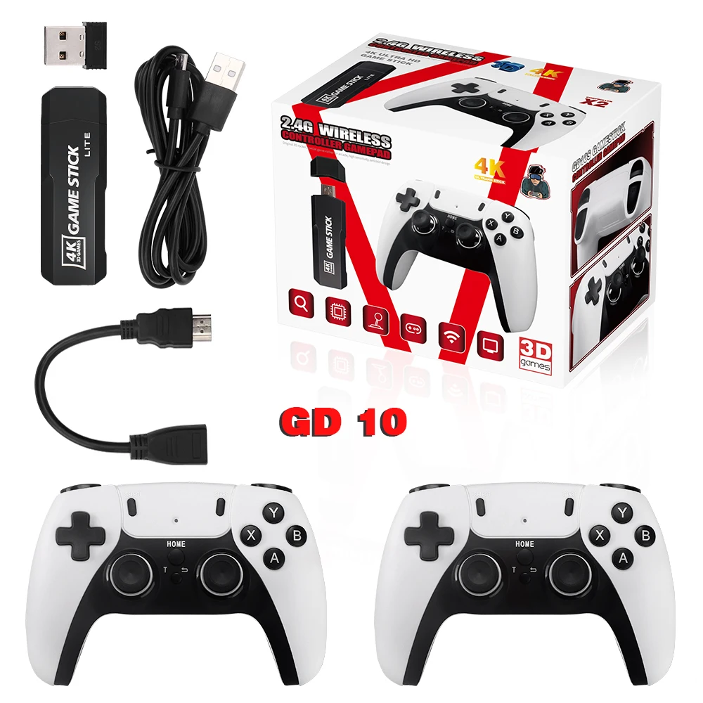 Retro Game Console 4K 60fps HDMI Output Low Latency TV Game Stick 2.4G Dual Handle Portable Home Game Console For PSP PS1 GBA