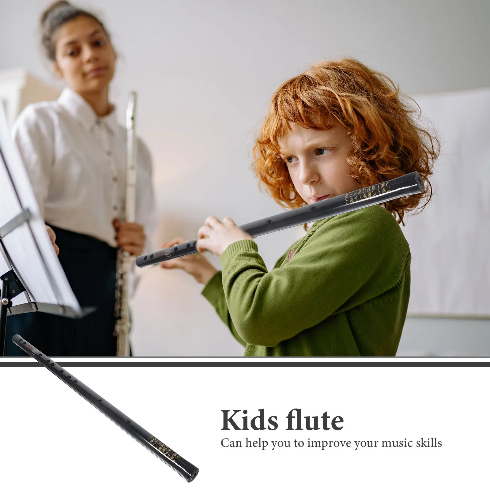 

Professional Black Bamboo Flute Chinese Traditional Musical Instrument Lightweight Portable with Tassels for Beginner Practicing