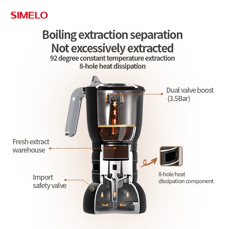 SIMELO Caffettiera moka di alta qualità 170ML Versione con estratto fresco Bollitore per moka per caffè espresso in alluminio per la casa