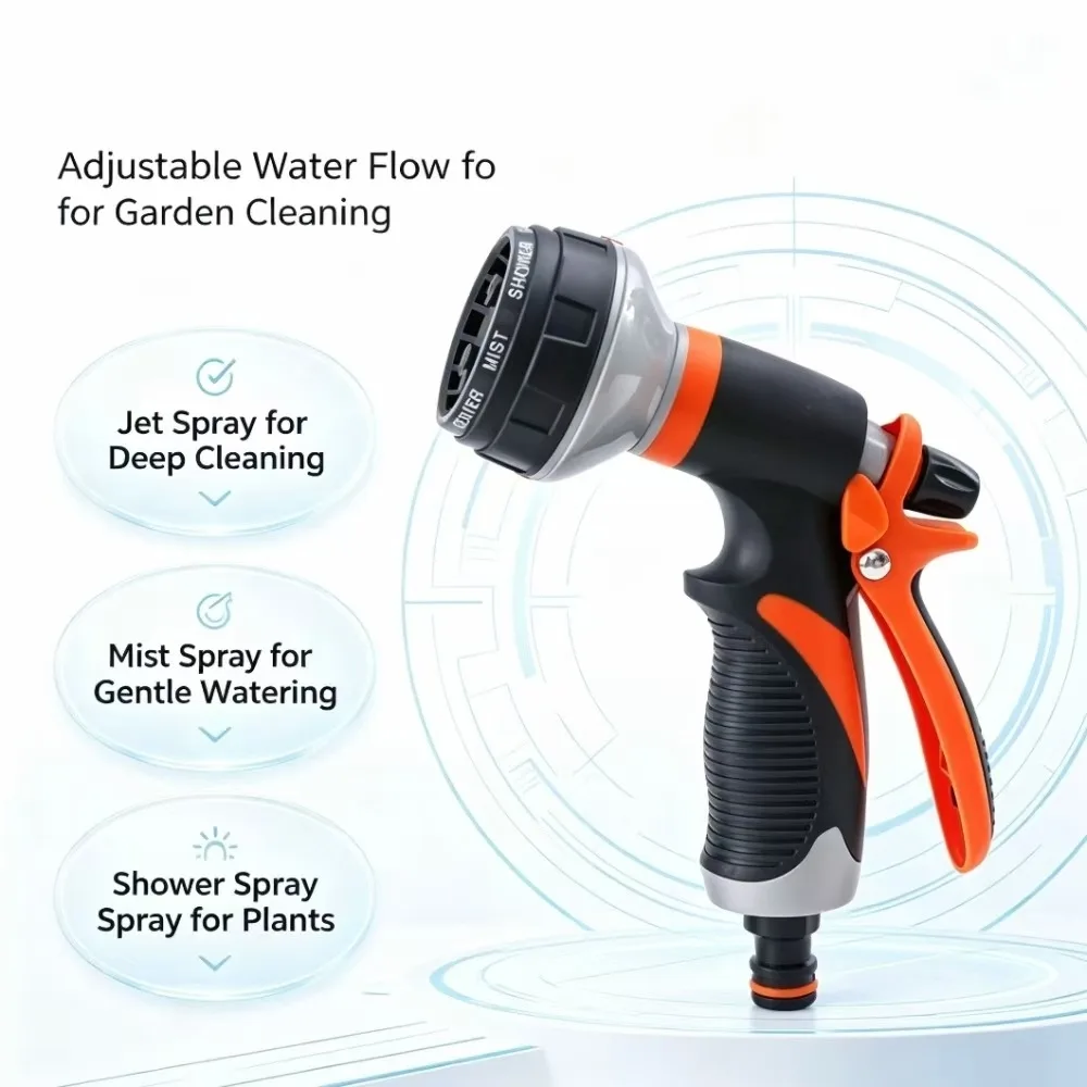 Watering Gun Garden 8 Modes High Pressure Sprayer Adjustable Irrigation Watering Nozzle for Plant Lawn Yard Watering Sprinkler