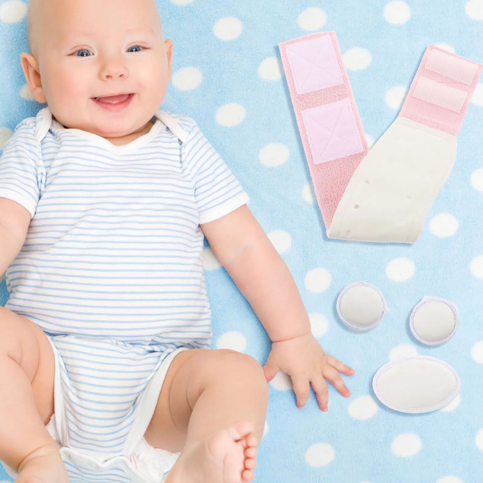 

1Set Infant Umbilical Hernia Band Soft Pure Cotton with Silica Gel Warmth Retention Belly Support Newborn Navel Belt