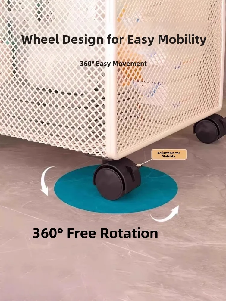 

Underbed Storage Box with Wheels Flat Der Sle Home Use under Bed Clothes Storage Organizer Metal Material Universal Purpose