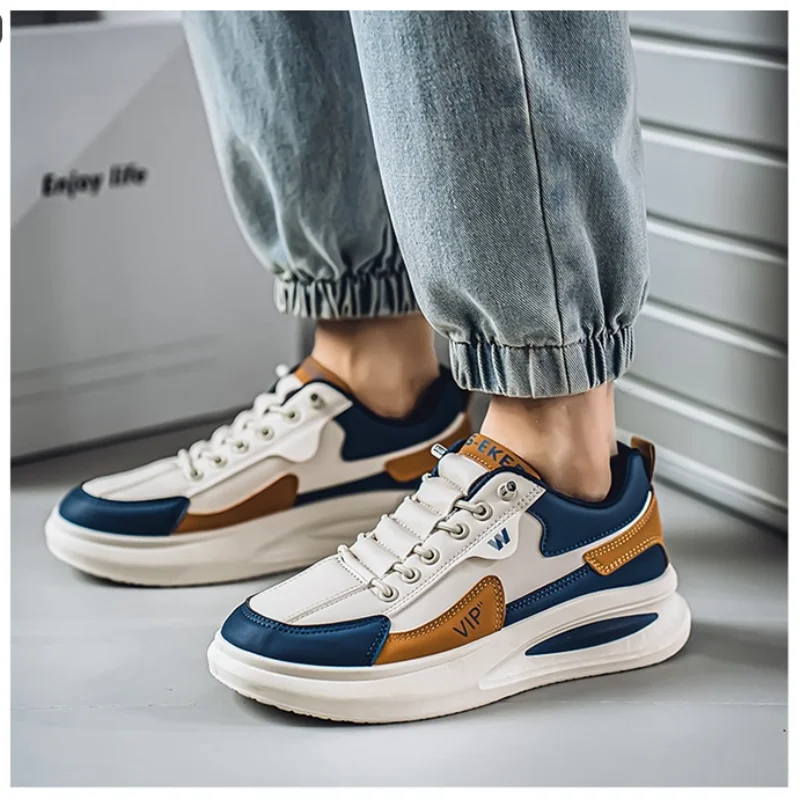 

Spring Men's Low-Top Thick-Soled Dad Shoes Trendy Teenagers' Leather Casual Sports Shoes Comfortable Men's Footwear