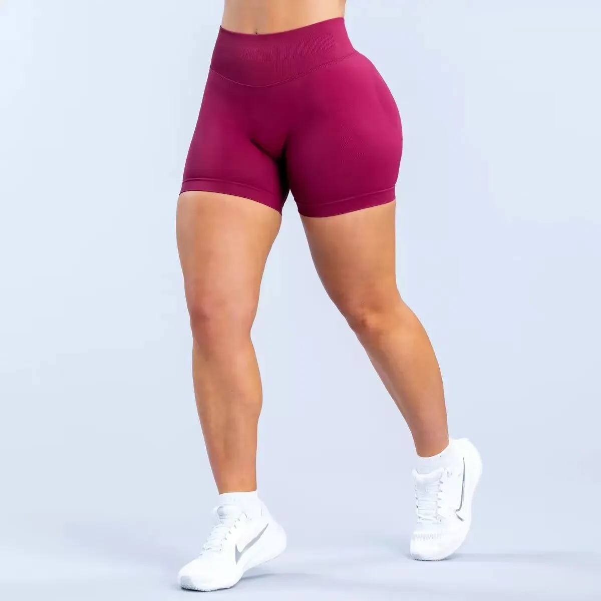 Seamless Booty Yoga Shorts for Women, Quick Drying Solid Fitness Workout Tights with Scrunch Design image 4