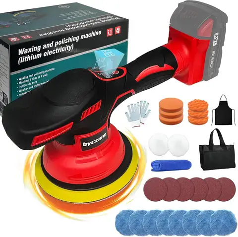 Cordless Car Buffer Polisher for Milwaukee 18V Battery, 6 Inch Portable Orbital Buffer Polisher Kit, 8 Variable Speed Car