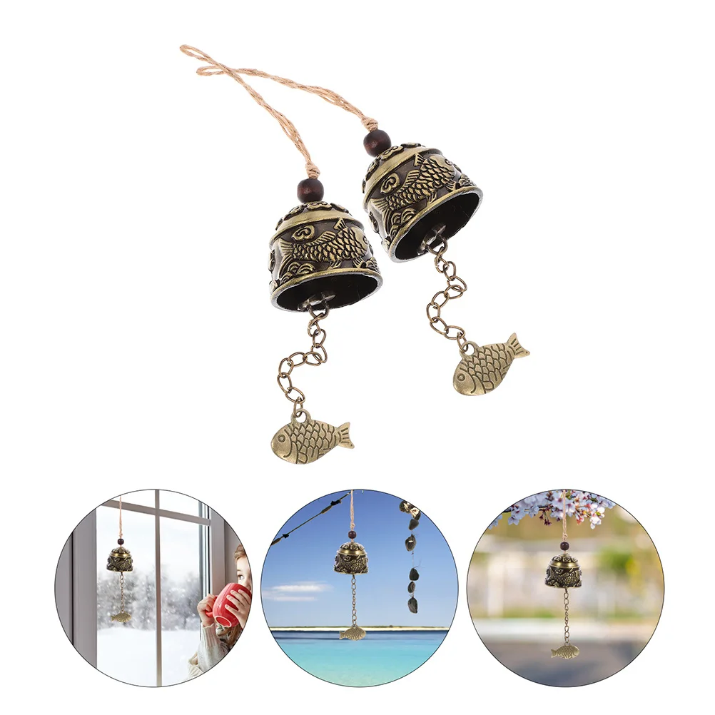

3pcs Wind Chime Hanging Ornament Alloy Retro Fish Design Decorative Bell For Garden Patio Yard Home Decor Outdoor Indoor Pendant