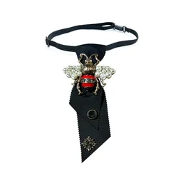 Bee Collar Fabric Bowties, Short Necktie Shirt Collar for Women and Men Accessories