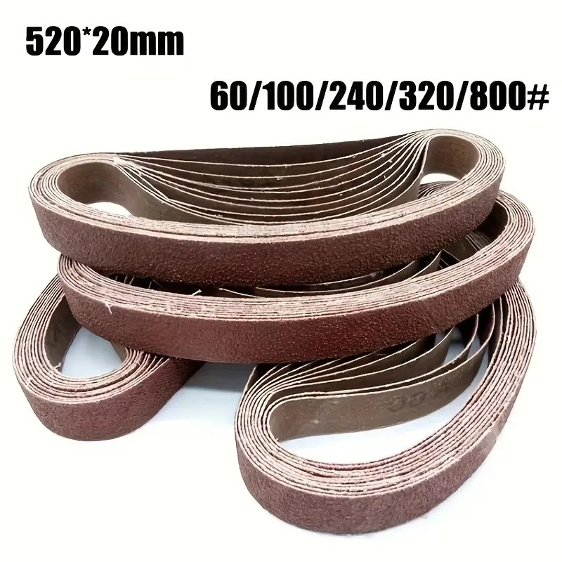 520X20mm 5pcs 60/100/240/320/800 #Small mini belt sander for grinding stainless steel polished and rust-removing abrasive fabri