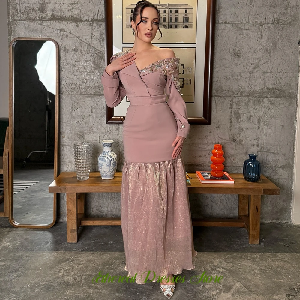 Elegantes, maßgeschneidertes Abendkleid aus Organza, klassische Ballkleider mit langen Ärmeln, zarte Knöpfe und Pailletten, Kleider für besondere Anlässe