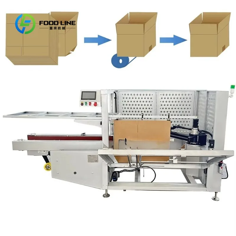 Automatic Box Folding and Taping Sealing Machine Cartoon Box Erector Machine