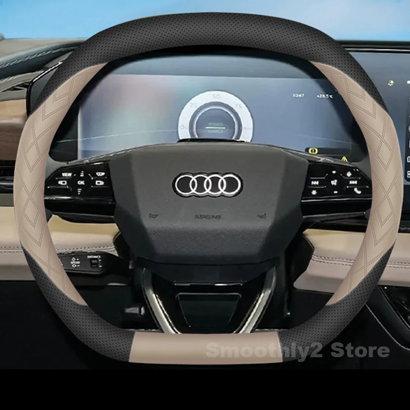 غطاء عجلة قيادة السيارة من الجلد لجميع أودي A5L Q6L Q4 Q5 S etron 2024 2025 2026 ملحقات داخلية مقاومة للاهتراء