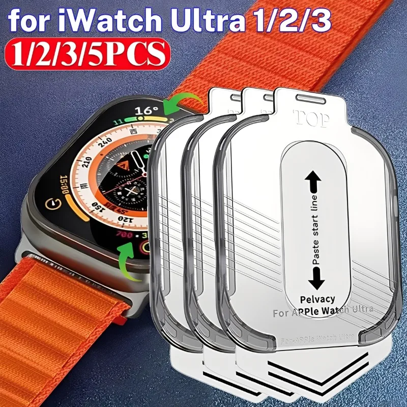 

1-5 шт., простая установка закаленного стекла для Apple Watch Ultra 1/2/3, защита от царапин, защитная пленка для экрана iWatch Ultra