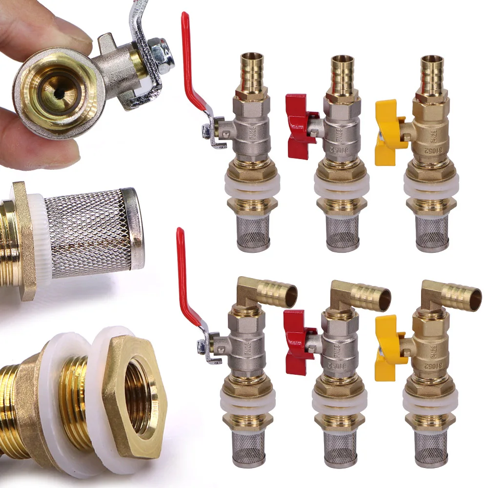 

8 видов, 6-25 мм, латунный шаровой клапан, переходник для шланга в виде пагоды, соединения для резервуара для воды, фильтр из нержавеющей стали 304, фитинги для садового орошения