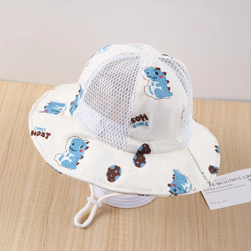 

Детская панама с широкими полями и принтом динозавра, тонкий материал, защита от солнца, регулируемая, дышащая