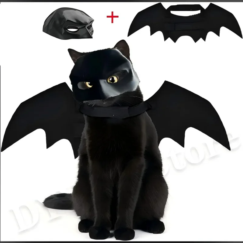 Black Bat Cat Avenger Mask Cute Matte Bat Black Angel Wings combination Cool Superhero Pet Toys For Cats And Dogs