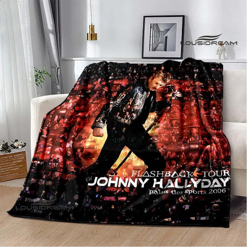 Manta de franela con estrella de Rock francés Johnny Hallyday, manta de viaje para el hogar, manta cálida de moda, forros de cama, regalo de