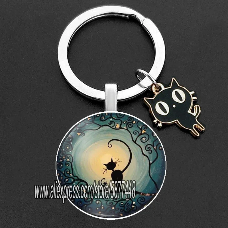 Fashion Lovely Cartoon Cats Keychain I Love My Cat  Purse Key Chain Ring Jewelry for Lovely Women and Girls