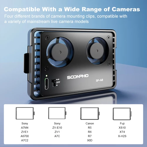 Imagen 2 del producto SOONPHO SP-A8 ventilador de refrigeración de cámara para Sony Canon FUJI A7M4 ZVE1 A6700 A7C2 ZVE10 ZV1 R5 90D XS10 XT4 X-H2S sistema de refrigeración Dslr