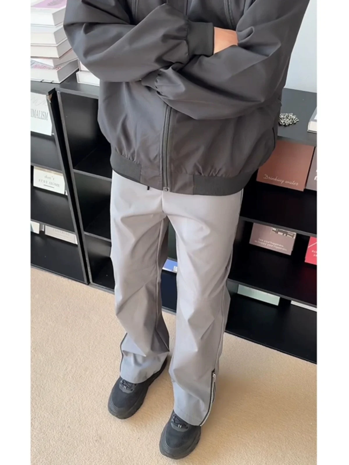 

Мужские водонепроницаемые мягкие брюки на молнии, прямого кроя, рабочие, в американском стиле, повседневные, для весны, осени и зимы