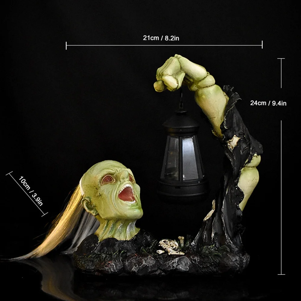 Halloween Lantern Ghost Hand Half Body Zombie Skull Hexagonal Lamp Resin Crafts Desktop Decoration Figurines Statues Decor