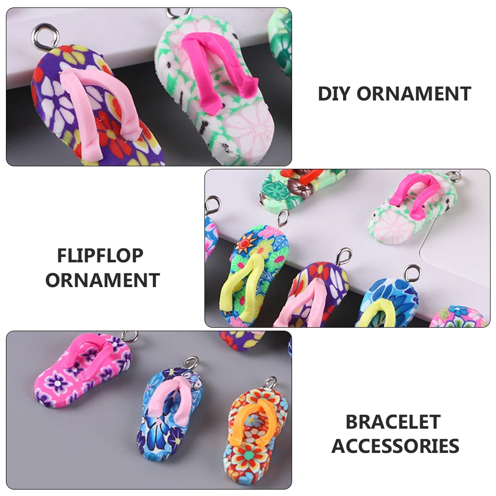 30 Pcs Simulated Clay Slippers Necklace Pendant Ornament DIY Decor Wall Accessories Soft Summer Jewelry Making Kit