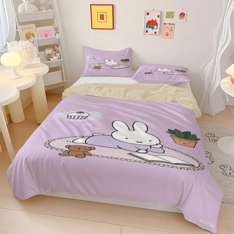 Miffy Sommer-Kühldecke mit Hoher Farbwiedergabe, Cartoon-Digitaldruck, Weiche Maschinenwaschbare Klimaanlagen-Decke für Zuhause und Schlafzimmer – Detail 3