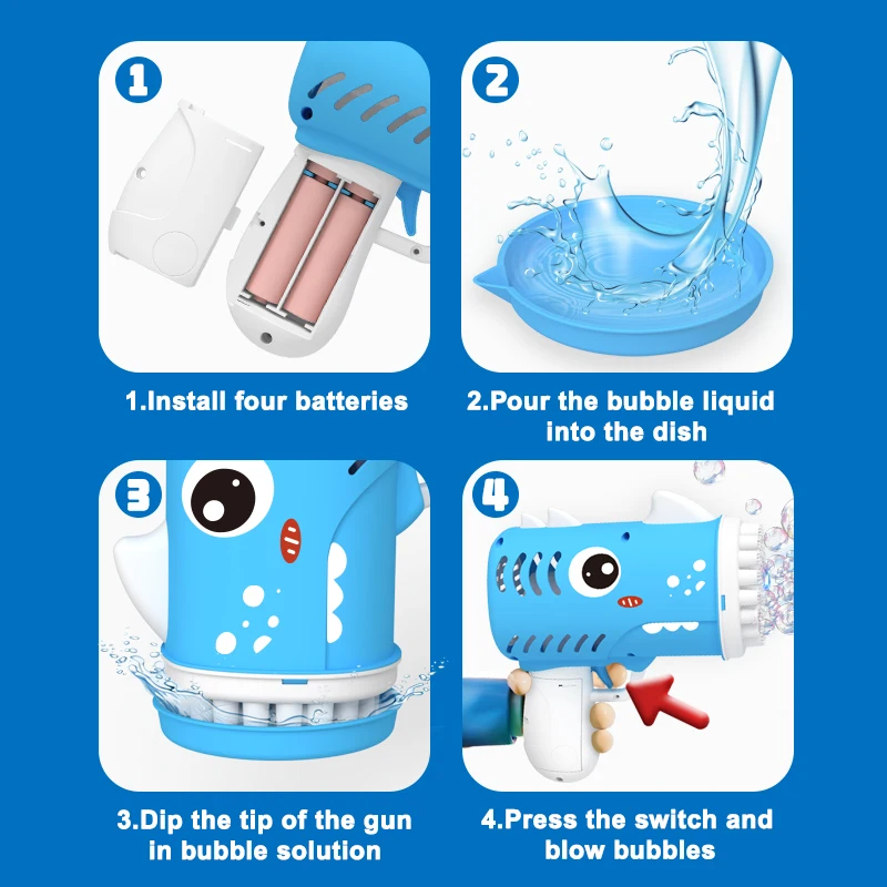 Tire-Bulle de Dinosaure à 35 Trous, Machine à Bulles sans Batterie et Sans Eau