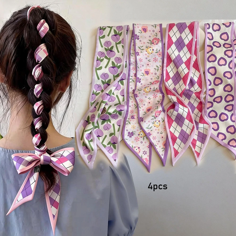 

4pc New Korean DIY Ribbon Multi-purpose Headband Minimalist and Versatile Hair Bands Women Girls Hair Accessories Tool