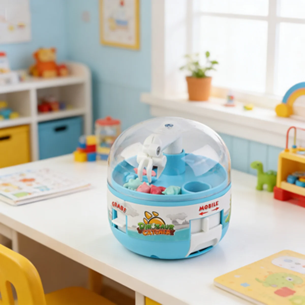 Mini Máquina de Garra de Arcade, Dispensador de Premios de 8 Dinosaurios Pequeños, Juguete de Máquina Expendedora para Niños y Niñas, Navidad