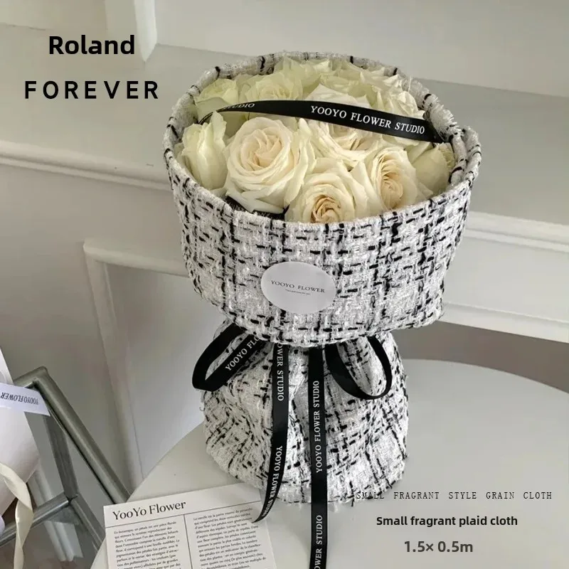 Roland Tweed Style Fresh Flower Art Diy European Bouquet Floral Paper Packaging Durable Textile Pattern For Flower Shops