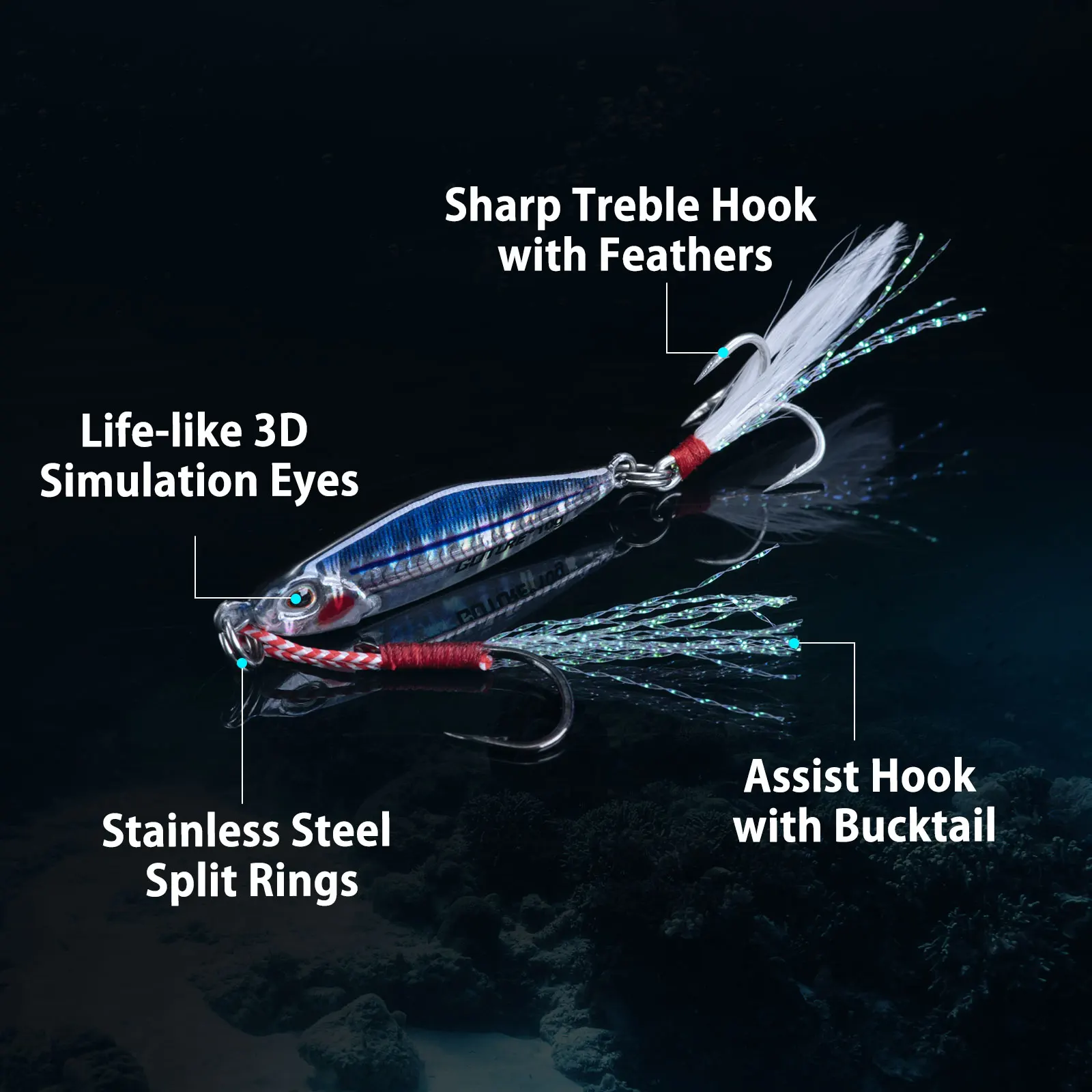 

Вертикальный джиг Goture для морской рыбалки, 15-120 г, с тройными крючками, искусственная приманка для ловли морского окуня